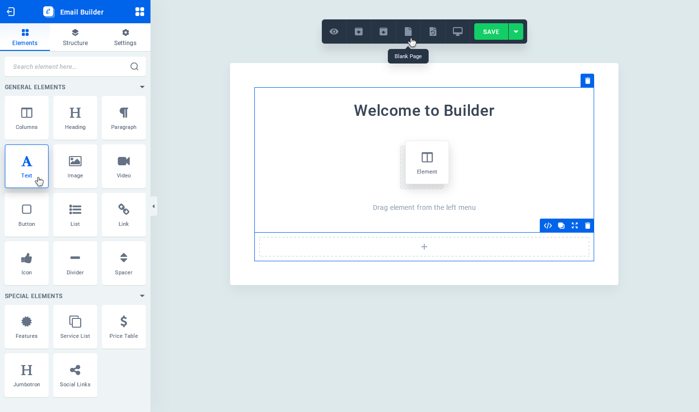 Email customizer builder UI