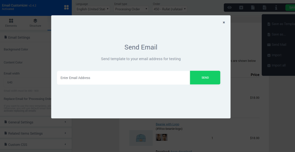 send-mail-woocomerce email customzier